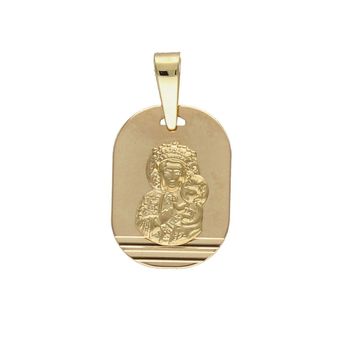 Złoty, owalny medalik z wizerunkiem Matki Boskiej Częstochowskiej. ZA 6058B.jpg